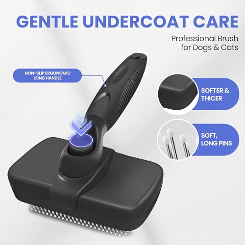 Self Cleaning Shedding Brush - 5-in-1 Professional Pet Grooming Kit Skin Friendly Grooming Tool for Dogs, Cats, and Puppies, Deshedding and Hair Removal for Long and Short Haired Pets, Black - color: Black