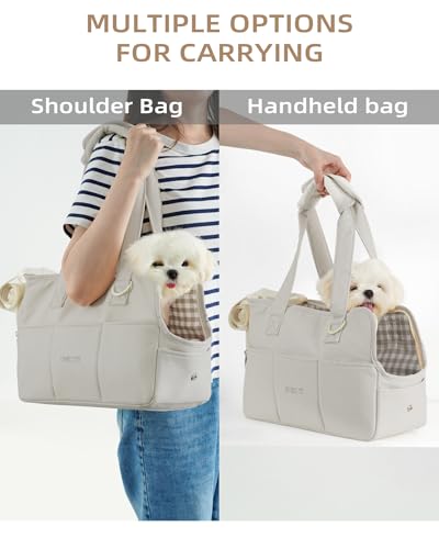 ONECUTE Dog Purse Carrier for Small Dogs Rabbit cat with Large Pockets, Cotton Bag, Dog Carrier Soft Sided, Collapsible Travel Puppy Carrier (Grey, 13.6" L x 6.5" W x 10" H) - color: Grey, size: 13.6"L x 6.5"W x 10.0"H