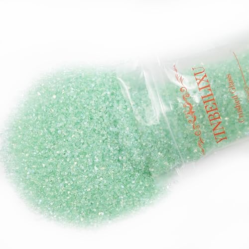 Crushed Glass Glitter, Broken Stones Shattered Glass Chips for Resin Art Crafts, Epoxy Resin Supplies, Geod Painting, DIY Art Projects, Jewelry Making, 2-4mm, 200g/7oz (Lake Green) - color: Lake Green