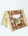 Guinea Pig Hideout No Bottom, Bamboo Small Animal House with Window, Rabbit Bunny Tunnel, Easy to Assemble for Hamsters Bunny Rat Chinchillas Playing Hiding, Guinea Pig Cage Accessories, Mushroom - color: Brown