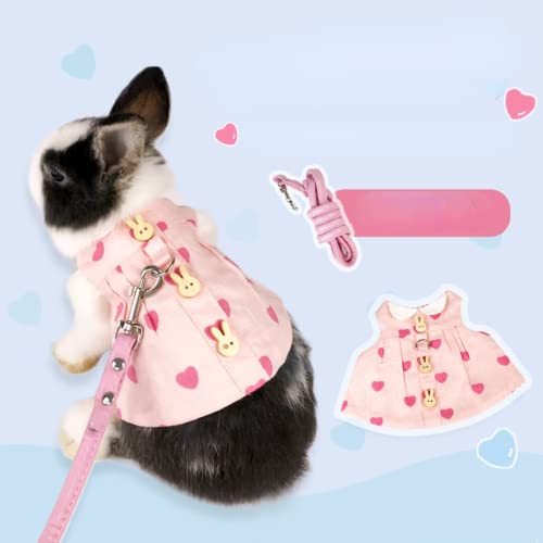 Rabbit Harness and Leash with Cute Accessories for Walking Escape Proof - Mesh Breathable Bunny Vest Harness Outdoor - Also Suit for Ferret Kittn Puppy Small Animals (Without Accessories,Small) - size: Small