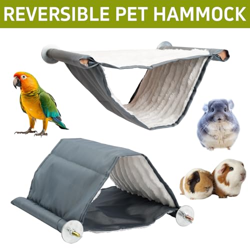 Zoyiancy Guinea Pig Bed and Hanging Hammock, Double Layer Bed for Small Pet | Detachable Fabric Cover, Wooden Frame Double-Layer Structure, Gray, Fits Guinea Pigs, Hamsters, Rats, Ferrets,Small Parrots