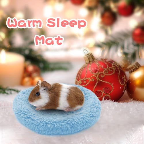 BWOGUE Hamster Bed, Round Velvet Sleep Pad for Guinea Pigs and Rats, 8.7 in | Round Mat for Small Pets, Soft Velvet Comfort, Machine Washable, Cage and Home Use, Hamsters Guinea Pigs - color: Blue