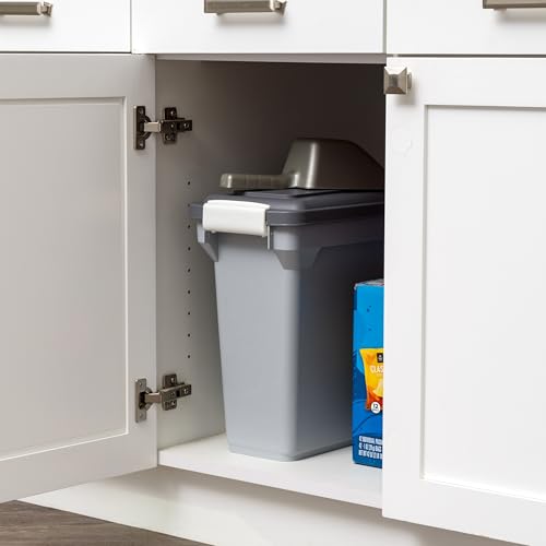 IRIS USA Dog Food Storage Container, Up to 13 lbs, Gray/Dark Gray | Made in the USA, BPA-Free, Airtight Seal, Best for Cat Food, Bird Seed, Chicken Feed, Pet Toys, Treats, Pellets - color: Dark Gray