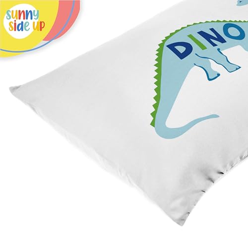Sunny Side Up Dino Roar 2 Pack Reversible Pillowcases - Double Sided Pillow Covers, Kids Super Soft Dinosaur Bedding - color: White - Dino Roar