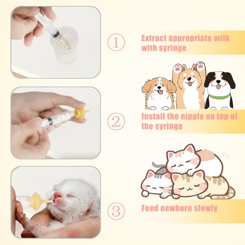 Mini Pet Feeding Bottle and Syringes with Nipples for Small Cat Dog Animals (Model 4) - size: model4