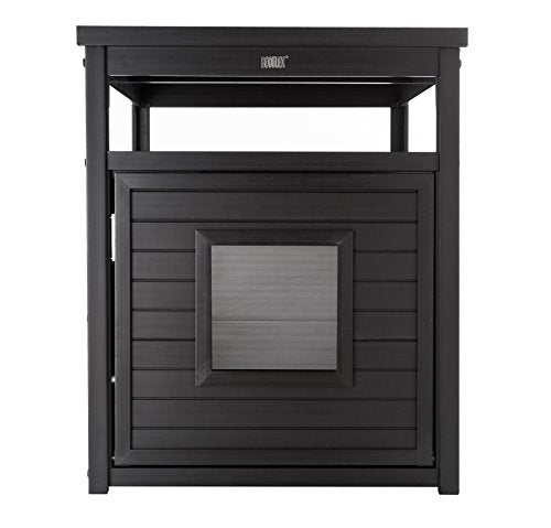 New Age Pet ECOFLEX Litter Loo Standard & Jumbo Sizes, 4 Colors, Moisture and Odor Resistant Enclosure & End Table, No‑Tools Assembly, 10 Year Warranty, Espresso Black, Jumbo - color: Black, size: Jumbo