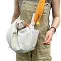 Ferret Sling Carrier - Pet Carrying Bag with Adjustable Strap Hands Free Shoulder Bag Crossbody Travel Slings Soft Small Animal Bonding Pouch Front Backpack for Ferret Rabbit Puppy Kitten (Beige) - color: Beige