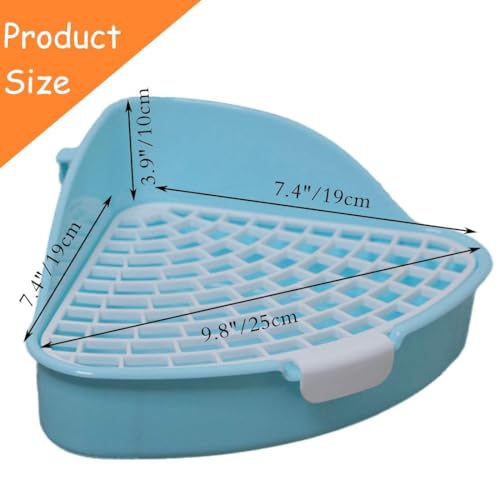 Hamiledyi Small Rabbit Litter Box for Cage Triangle Potty Trainer Corner Bunny Toilet Plastic Pet Pan Guinea Pig LitterBox for Dwarf Holland Lop Rodent (Blue) - color: Blue