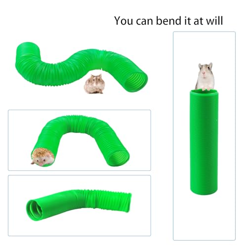 Plastic Hamster Cage Tunnels with Chew Toy,Collapsible Pet Tunnel，Small Animal Tubes,Collapsible Plastic Tunnel,15 Pcs Small Animal Chew Toys for Guinea Pigs, Chinchillas, Rats, Gerbils （Green） - color: 【Green】