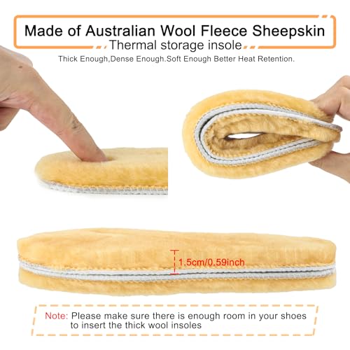riemot Women’s Sheepskin Wool Insoles,100% Australian Wool Fleece Upper,15mm Thick Warm Winter Boot Inserts, Cozy Replacement Insoles for Snow Boots, Slippers & Roomy Shoes Cream EU37/US6 - color: Cream, size: US 6 Women