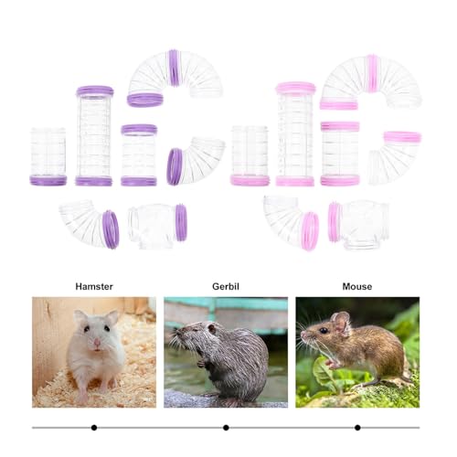 Kisangel 16Pcs Hamster Tunnel Tubes DIY Transparent Connector Pipes for Hamster Cage External Tracks Small Animal Toys 5.89X2.36X2.36In