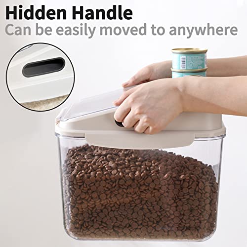 Fhiny 5.5LB Dog Food Storage Container, Airtight Pet Treat Bin Translucent Dry Food Grain Storage Barrels Sealed Bucket Moisture-Proof Plastic Cat Puppy Food Bin with Seal Locking Lid Keep Fresh - size: M:11.4"L x 7.8"W x 7.2"H