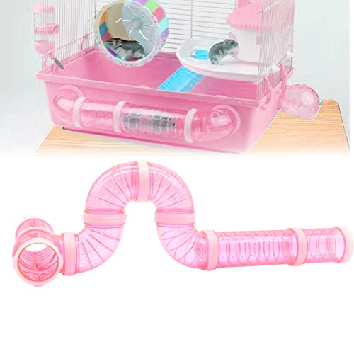 8 Pack Transparent Curved Pipe Pet Cage Tunnel Set - DIY Creative Connection Tunnel External Sports Tube for Mouse, Hamster, Rat and Other Small Animals - color: Pink