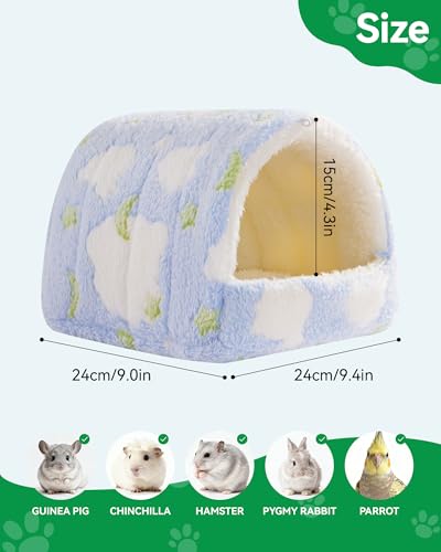 Guinea Pig Hideout Winter Warming Guinea Pig House,Washable Hamster Hideout Small Winter Fluffy Warm Cave for Parrot, Hamsters, Guinea Pigs & Small Animals, Machine Washable Cozy - color: Blue, size: 9.4*9.4in
