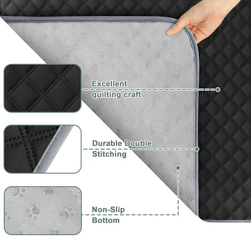 Eterish Reusable Washable Pee Pads for Dogs Large/Extra Large 36'' x 41'' 2 Pack, Absorbent Pet Puppy Dog Training Pads Non-Slip, Waterproof Whelping Potty Pads for Dogs Leak-Proof - color: Black, size: 2 Pack (36"x41")