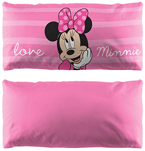 Jay Franco Disney Minnie Mouse Love Body Pillow Cover 20x54 Inch | Super Soft Microfiber, Reversible, Zipper Closure, Cover Only, Machine Washable Kids Room Decor, Officially Licensed - color: Pink