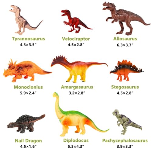 Kimicare Kids Dinosaur Figures Toys, 18 Pcs Plastic Dinosaur Toys for Kids 3-5, STEM Educational Realistic Dinosaurs Figurine Playset for Toddlers, 5 to 7 Inch Dino Toy Birthday Gifts Boys Girls - style: Dinosaur Toys