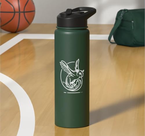 Sugar Glider Line Art Animal Lover Stainless Steel Insulated Water Bottle - color: Dark Green