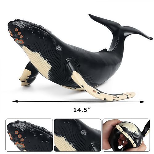 Gemini&Genius Humpback Whale Action Figure, Sea Animal Orca Blackfish Toys | Soft Rubber Ocean Shark, Great for Kids Bath Toys Swimming Toys, Beach Toys, Perfect Cake Coppers - color: Humpback Whale