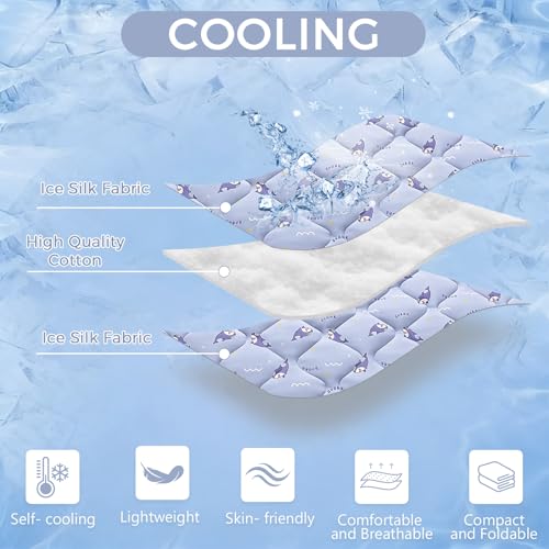 Pet Summer Cooling Blanket - 22.8" x 35.0" Double-Sided Mat Dog Puppy Self ice Cat Pad Bed Cover for Home Outdoor Sofa Sleeping Washable Portable Lightweight Small Medium Large (Blue Shark, S) - color: Blue Shark