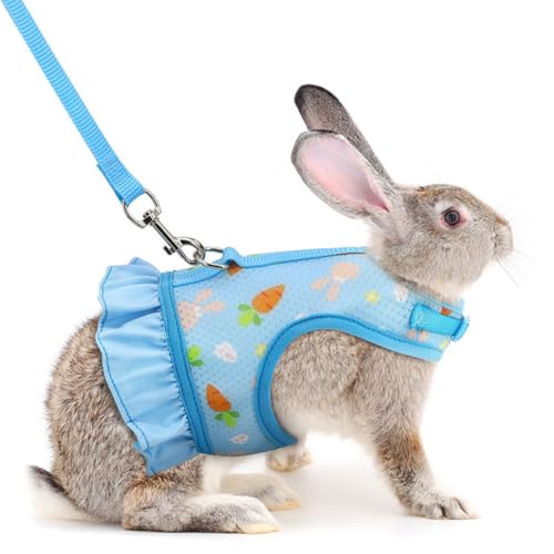 Bunny Harness and Leash Set,Cute Rabbit Harness Small Pet Mesh Vest Blue S | Bunny Rabbit Harness Leash Set Guinea Pig Mesh Vest Escape Proof Walking Puppy Small Animal Pets Rat Squirrel Ferret S - color: Blue, size: S(Young Rabbit)2 months old
