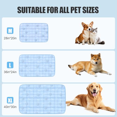 Dog Cooling Mat,Dog Blanket Washable,Cool Fabric & Internal Waterproof Cooling Pad (Blue, X-Large (40x30 inch)) - color: Blue, size: X-Large (40x30 inch)