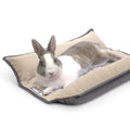 Paw Inspired Snuggle Bunny Bolster Bed, Gray/Beige, 17x17 Inch | Reversible Flop Mat, Ultra-Soft Fleece Bedding with Padded Sides for Rabbits, Cats, Dogs, Small Pets and Animals - color: Gray/Tan