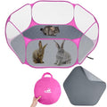 Pawaboo Small Animals Playpen with Pad, Pink + Gray | Waterproof, Reusable Pad, Portable Outdoor Yard Fence, For Chick/Kitten/Puppy/Guinea Pig/Rabbits/Chinchillas - color: Pink + Gray