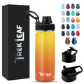 Travel Water Bottle with 3 Lids (Spout, Straw, Flip) Leak Proof, Quality, Vacuum Insulated, Stainless Steel (Sunrise, 18 oz) - color: Sunrise, size: 18 Ounces