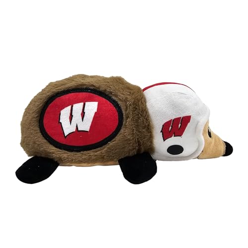 NCAA Wisconsin Badgers Plush Hedgehog Toy for Dogs & Cats, Cool Soft Pet Toy for Fun and Interactive Play, Dog Chew Toy with Squeaker, Licensed Hot Pet Toy - color: Wisconsin Badgers