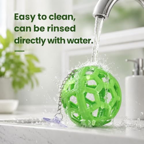 Turtle Feeder Ball Tortoise Enrichment Toys Floating Feeder Toys with Chain | Silicone Hanging Hay Feeder for Small Animals, Turtle Foraging Aquatic Tank Accessories for Pet Tortoise Bearded Dragon