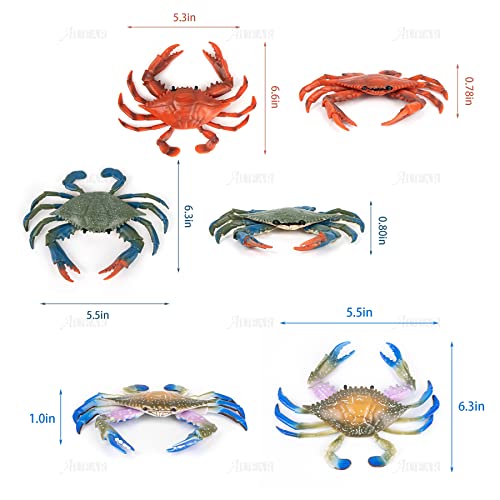 AUEAR, 3 Pack Artificial Plastic Realistic Crab Decoration Simulated Sea Life Animals Figurines - color: Style H, size: 3 Pack