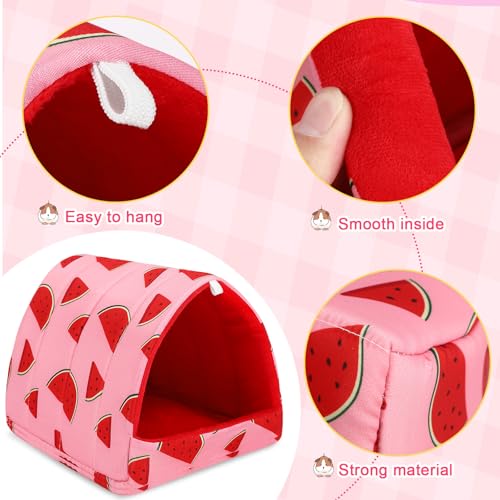 UPINS 2 Pack Guinea Pig Bed,Guinea Pig Hideout | Washable Small Animal House Cage Accessories,for Dwarf Rabbits Chinchillas Hamsters Hedgehogs - color: Red Yellow, size: 6.8 x 7.4 inch
