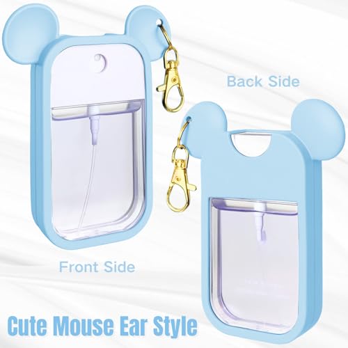 Mouse Design Silicone Case Compatible with Touchland Hand Sanitizer Spray 1 fl oz, Silicone Protective Case Holder with Keychain for Power Mist and Glow Mist, Blue - color: Blue