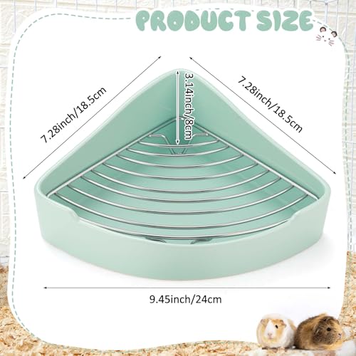 Eccliy Ceramic Corner Litter Box for Small Pets, Tip-Proof, Chew-Resistant, Triangle Potty Trainer Pet Pan for Ferret, Guinea Pig, Rat, Bunny, Chinchilla, Hedgehog, Sugar Glider, Hamster(Cyan) - color: Cyan