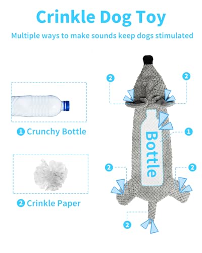 Dog Toys, Squeaky Plush No Stuffing Crinkle Dog Toy for Small Medium Large Dogs, Interactive Puppy Teething Water Bottle Dog Chew Toy (Mouse) - style: Mouse
