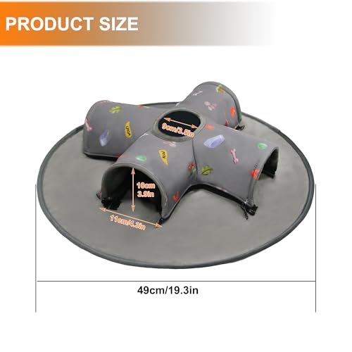 Small Pet Tunnel Bed with Top Peek Hole, 4-Way Hideout with Removable Washable Mat, Interactive Play Toy for Guinea Pig, Hamster, Rabbit, Chinchilla, Kitten - color: 4-Way + Round Mat