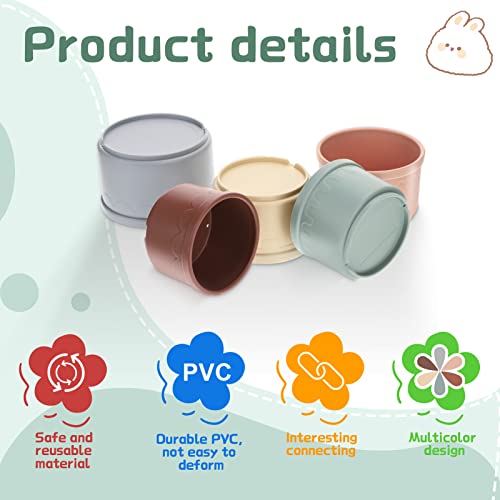 8 Pcs Stacking Cups for Bunny, Multi-Colored Reusable Rabbits Bunny Toys | MEWTOGO, Hiding Food and Playing, Keeping Bunnies Busy, Safe Plastic, Nesting Toys for Guinea Pig Hamster Gifts, 8 Sizes - color: Pastel