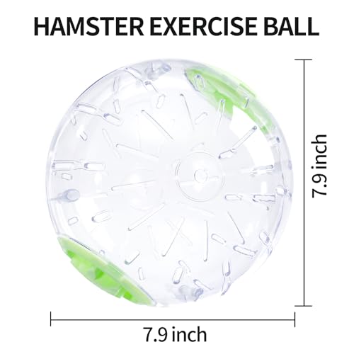 7.9 Inch Hamster Ball, Running Ball Toy, Transparent, Breathable, Promote Exercise Health, Reduce Stress, Easy to Clean, Hamster Accessory, for Syrian Dwarf Hamster, Gerbils, Mice, Small Pets, Green - color: Green