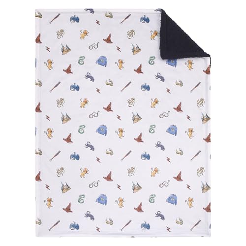 Warner Brothers Harry Potter Welcome Little Wizard Navy, Burgundy, Blue, and White Super Soft Baby Blanket - color: Harry Potter - Welcome Little Wizard
