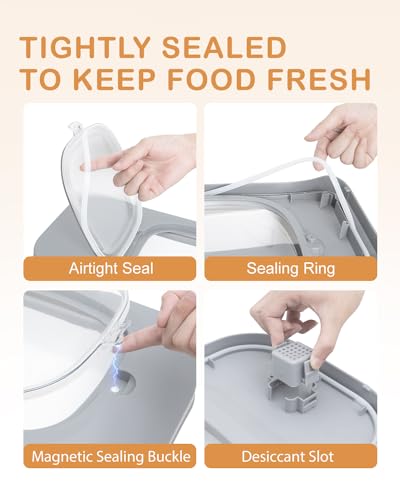 10-26Lbs Airtight Dog Food Container 2Pcs,Collapsible Pet Food Storage | Dog Food Storage with Double Airtight Seal,Magnetic Lid,Cat Food Container Dry Food,Space-saving,Scoops and Measuring Cups - color: Light Grey-2/10-26 Lbs