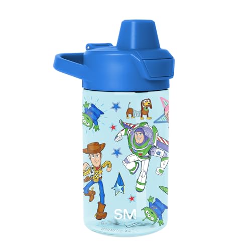 Simple Modern Disney Kids Tritan Plastic Summit Water Bottle | 12 oz BPA-Free Cup with Covered Leak Proof Straw Lid for Boys, Toddlers | Buzz and Woody Adventures - color: Disney: Buzz and Woody Adventures, style: Covered Lid | 12oz