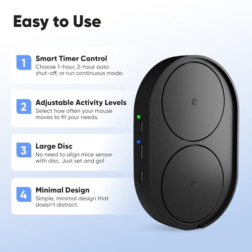 Undetectable Mouse Mover Jiggler, Adjustable Activity, Optional Shut-Off Timer, Random Movement Engine, No Software, Quiet & Undetectable Operation, USA Company (Dual Disc) - style: Dual Disc