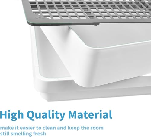 PODOO Rabbit Litter Box – Training Potty Tray for Guinea Pig & Small Pets · Spacious Grid Pan with Low Entrance, Easy-Clean & Odor-Resistant—Helps Keep a Clean Cage and Reduce Mess - size: Medium+cleaning tools