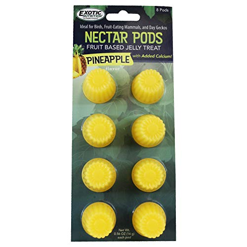 Nectar Pods (Pineapple) - Calcium-Fortified Jelly Fruit Treat - Sugar Gliders, Marmosets, Squirrels, Parrots, Cockatiels, Parakeets, Birds, Hamsters, Day Geckos, Kinkajous & Other Small Pets