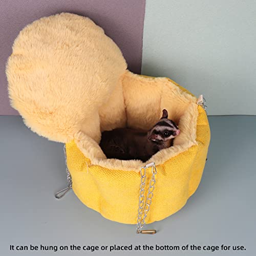 Rat Bed, Sugar Glider Hammock, Rat Bed for Cage, Guinea Pig Hanging Basket Warm Bed, Sugar Glider Pouch Hanging Bed, Small Animals Removable Nest Mat for Hamster, Syrian Hamster (Yellow) - color: Yellow