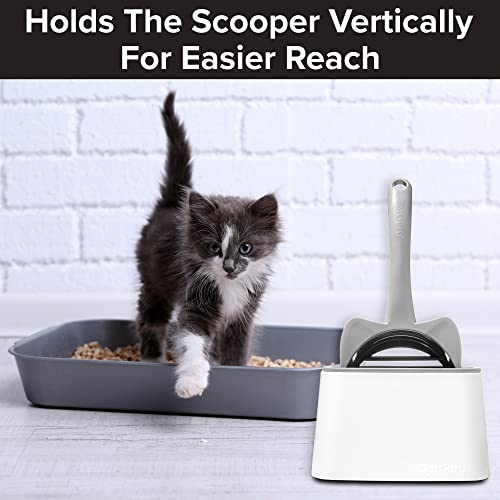 CatGuru Premium Cat Litter Scoop Holder – Heavy-Duty Scooper Storage Caddy, Scoop Stand for Kitty Litter Box, Fits Most Cat Litter Scoops (White) - color: White