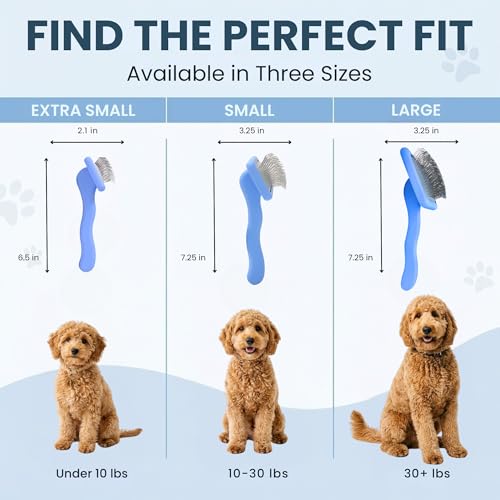 Slicker Brush for Dogs, Pet Grooming Brushes for Doodles & Poodles, Large | Best Brush For Long Haired Dogs, Dematting Comb & Deshedding Tools For Goldendoodle Coats, Puppy Matting Grooming Supplies - size: Large