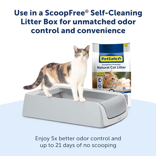 PetSafe ScoopFree Premium Natural Cat Litter, 8 lb Bag | Non-Clumping Cat Litter, 30+ Day Odor Control, No Chemicals, Additives, Dyes or Fragrances, Use with Any Litter Box - size: 1-Pack (8 lb Bag)